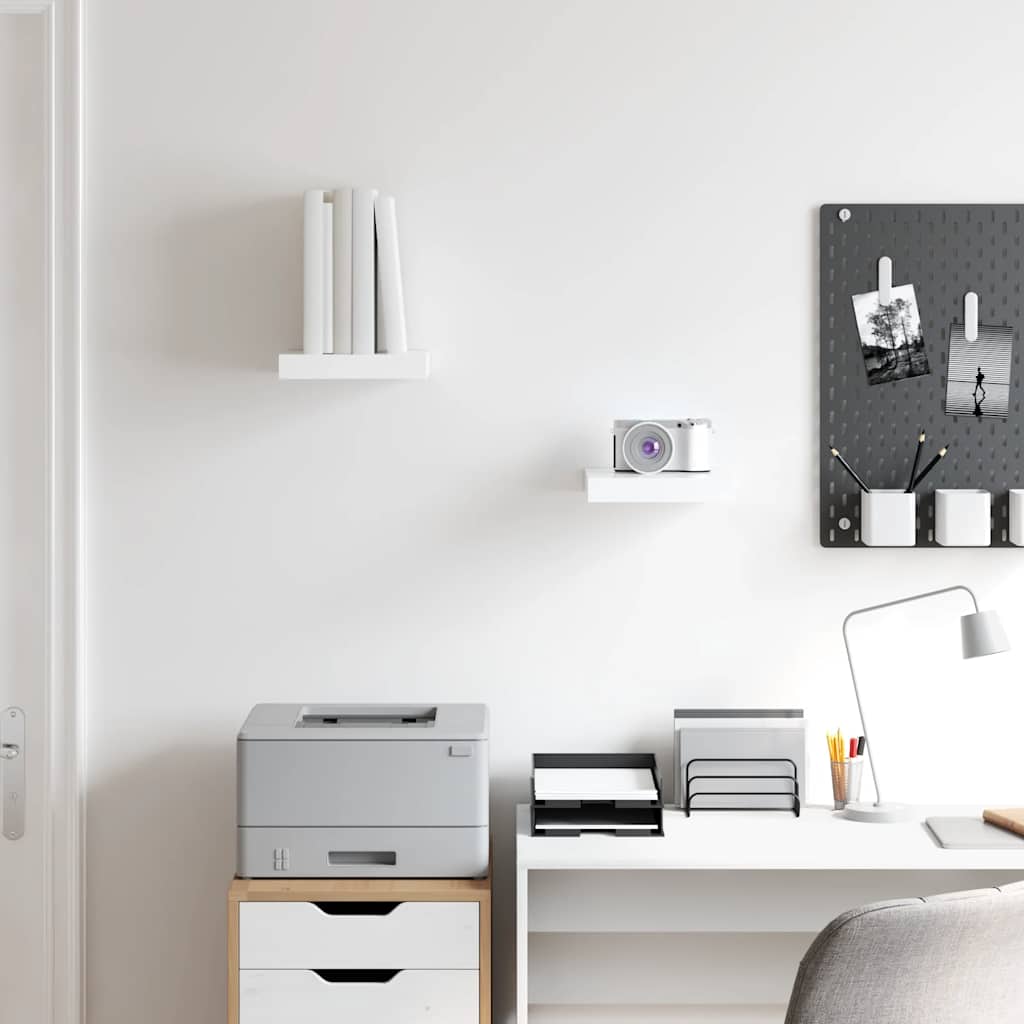 Estante flotante de pared 2 uds MDF blanco brillo 23x23,5x3,8cm