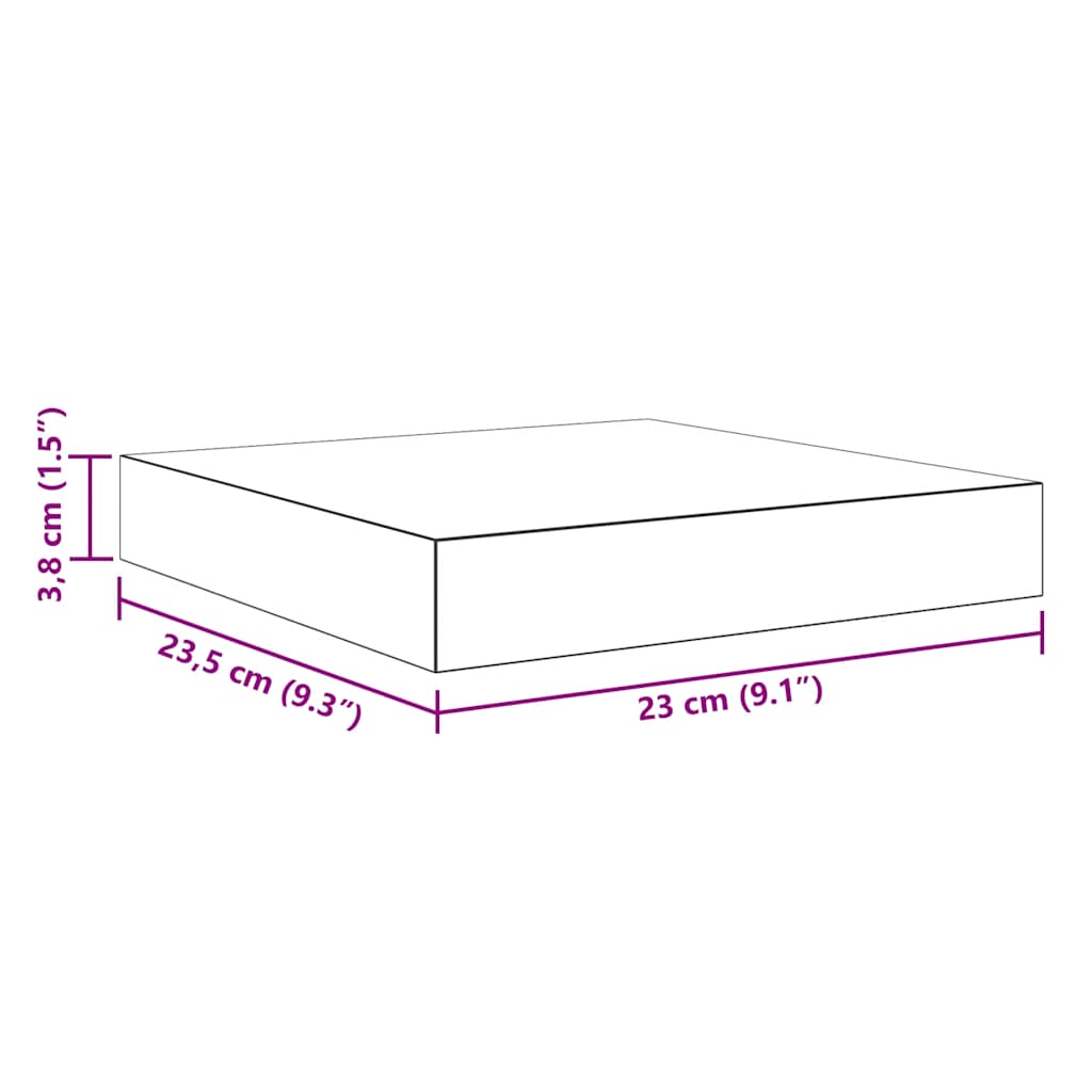 Estante flotante de pared 2 uds MDF blanco brillo 23x23,5x3,8cm