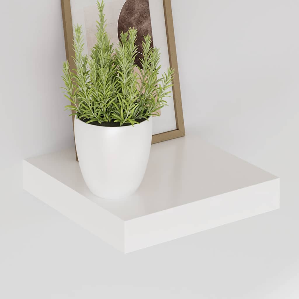 Estante flotante de pared 2 uds MDF blanco brillo 23x23,5x3,8cm