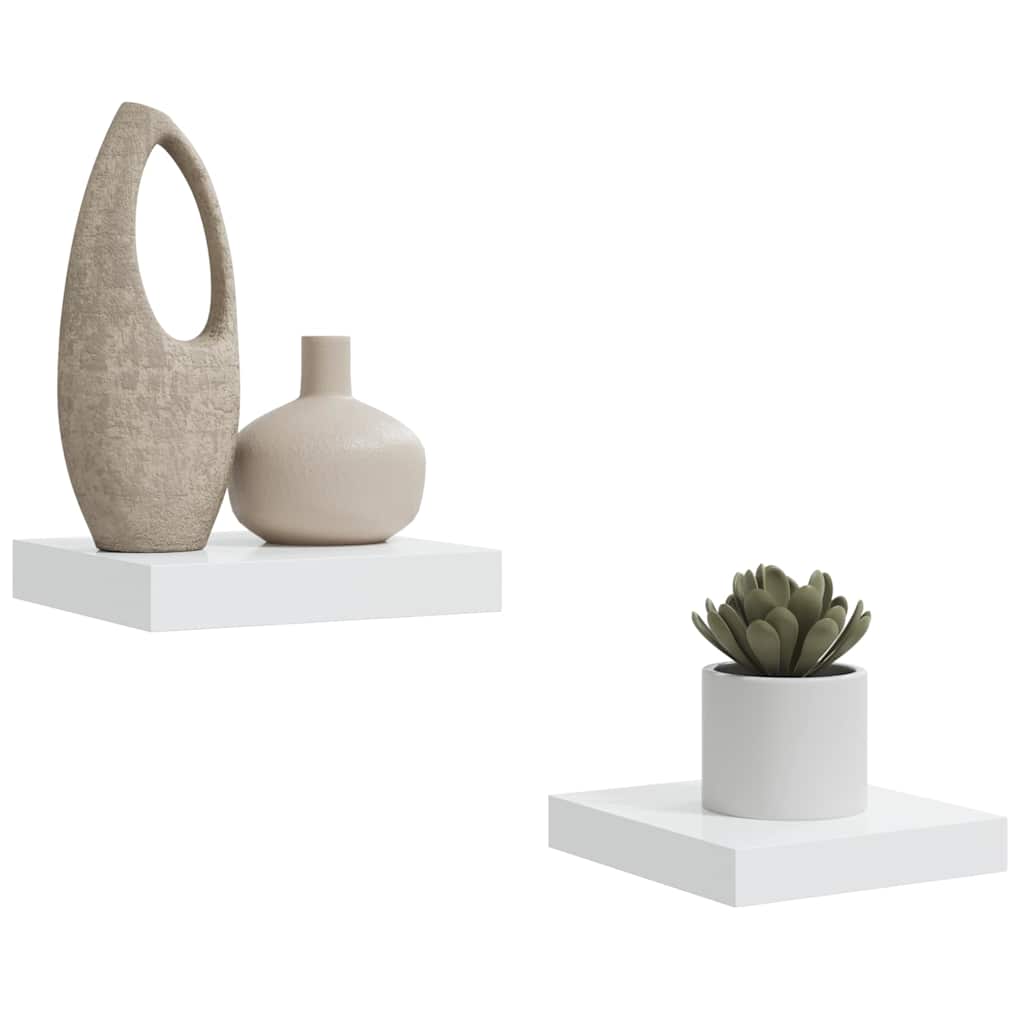 Estante flotante de pared 2 uds MDF blanco brillo 23x23,5x3,8cm