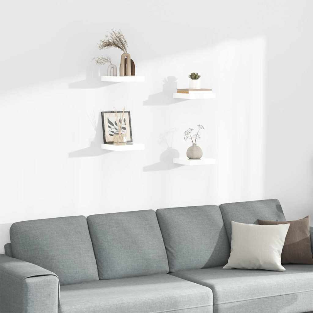 Estante flotante de pared 4 uds MDF blanco 120x23,5x3,8 cm
