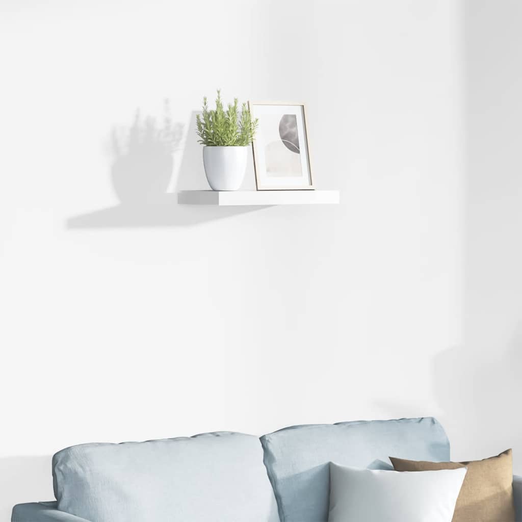 Estante flotante de pared blanco brillante MDF 120x23,5x3,8 cm