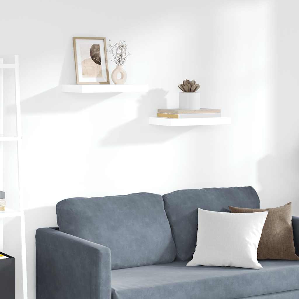Estante flotante de pared 2 uds MDF blanco brillo 23x23,5x3,8cm