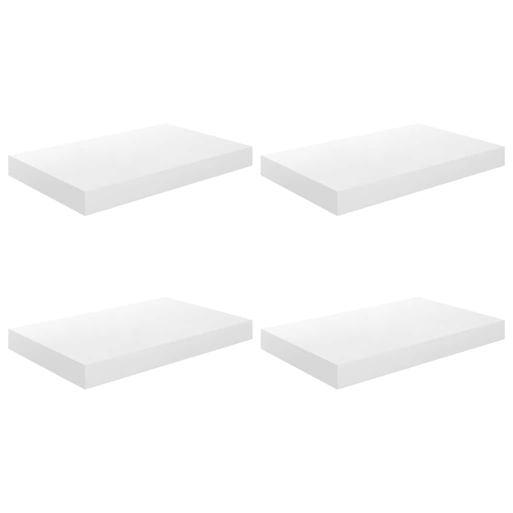 Estante flotante de pared 4 uds MDF blanco brillo 40x23x3,8 cm
