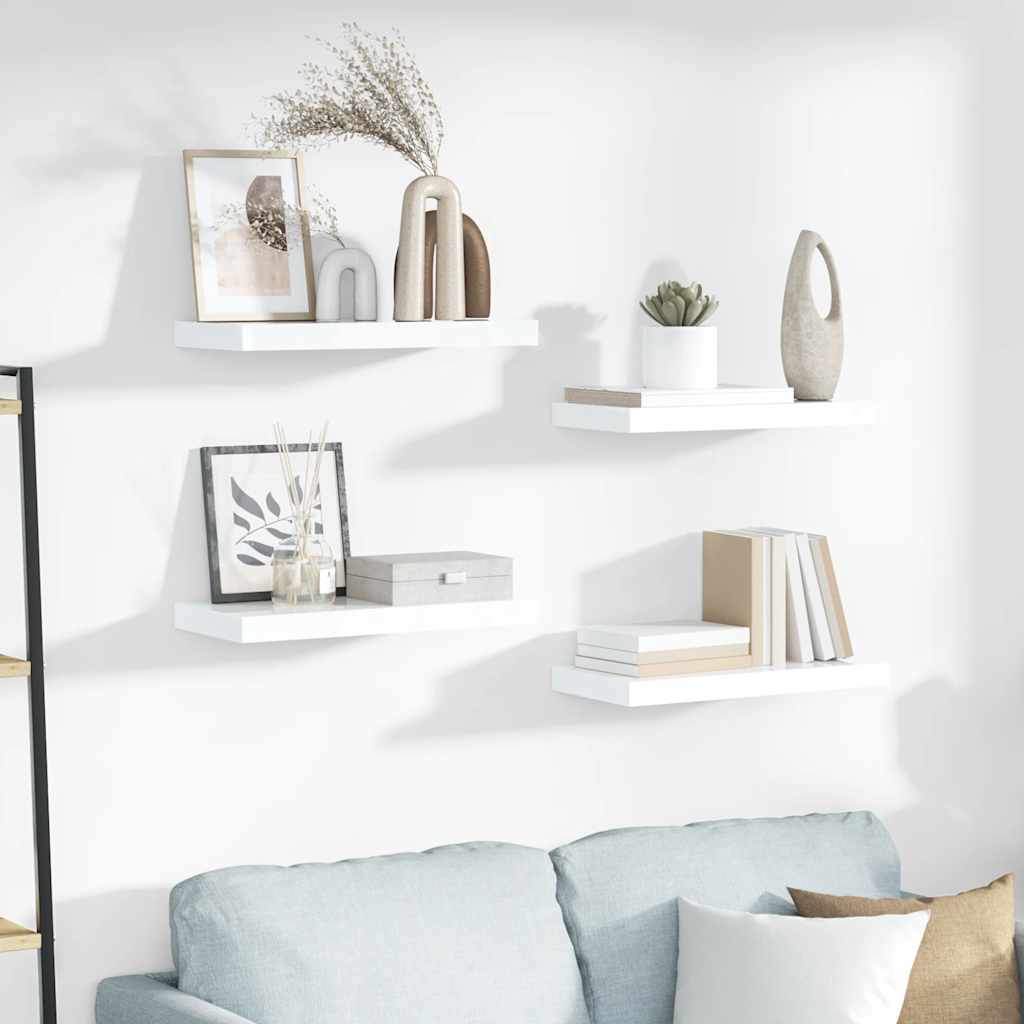 Estante flotante de pared blanco brillante MDF 120x23,5x3,8 cm