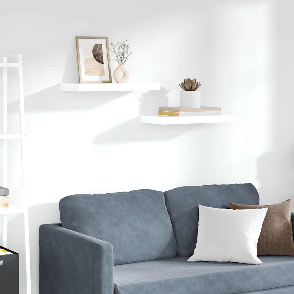 Estante flotante de pared 2 uds MDF blanco brillo 23x23,5x3,8cm