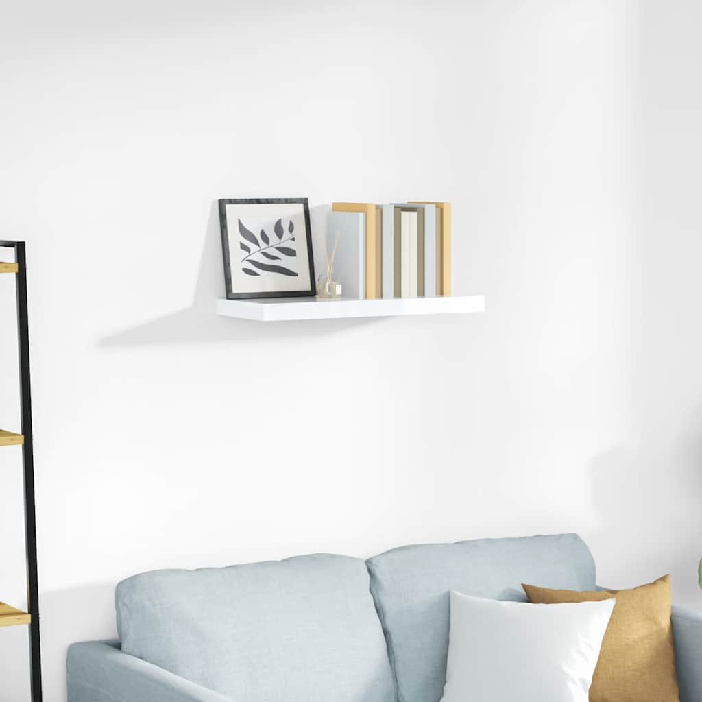 Estante flotante de pared blanco brillante MDF 120x23,5x3,8 cm
