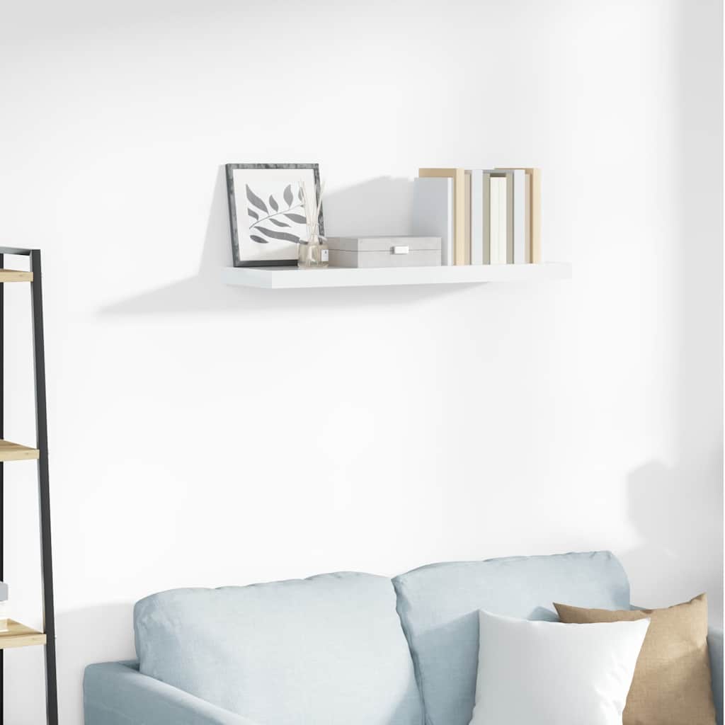 Estante flotante de pared blanco brillante MDF 120x23,5x3,8 cm
