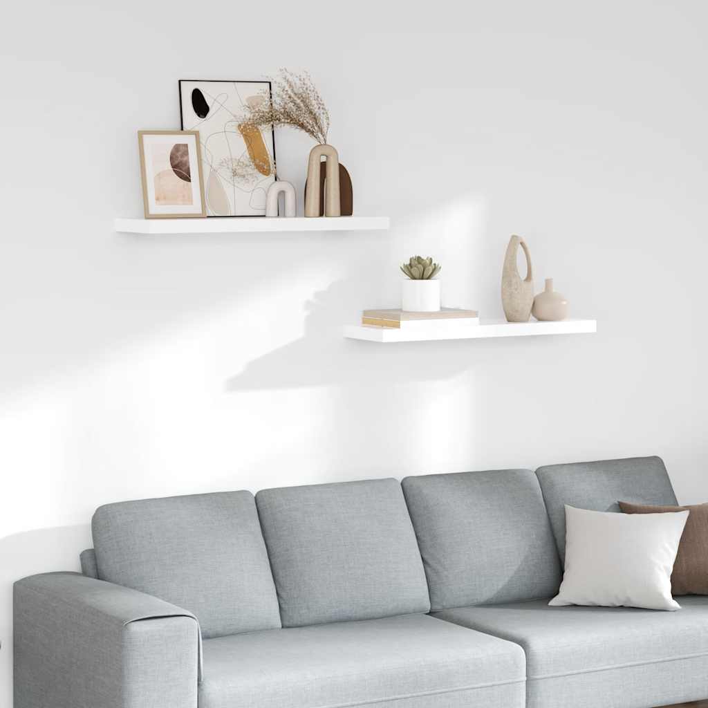 Estante flotante de pared 2 uds MDF blanco brillo 23x23,5x3,8cm