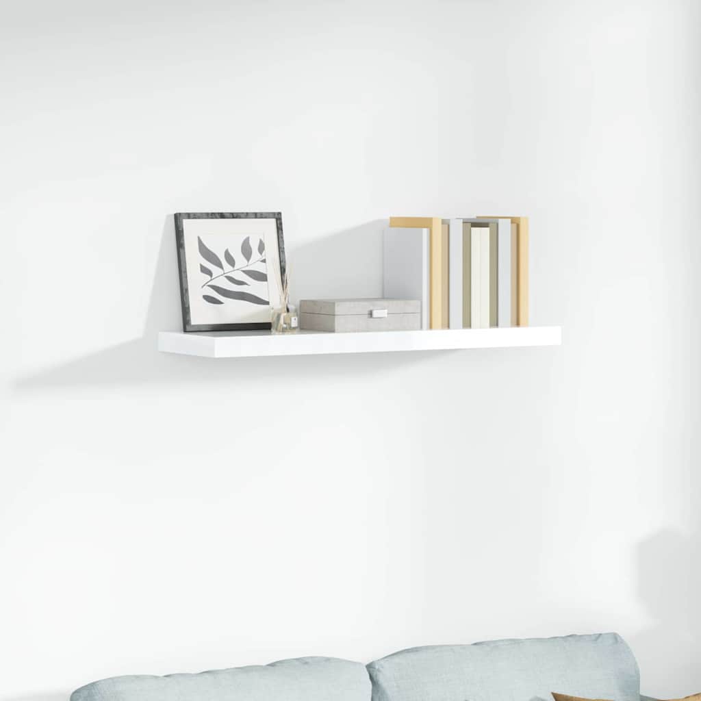 Estante flotante de pared blanco brillante MDF 120x23,5x3,8 cm