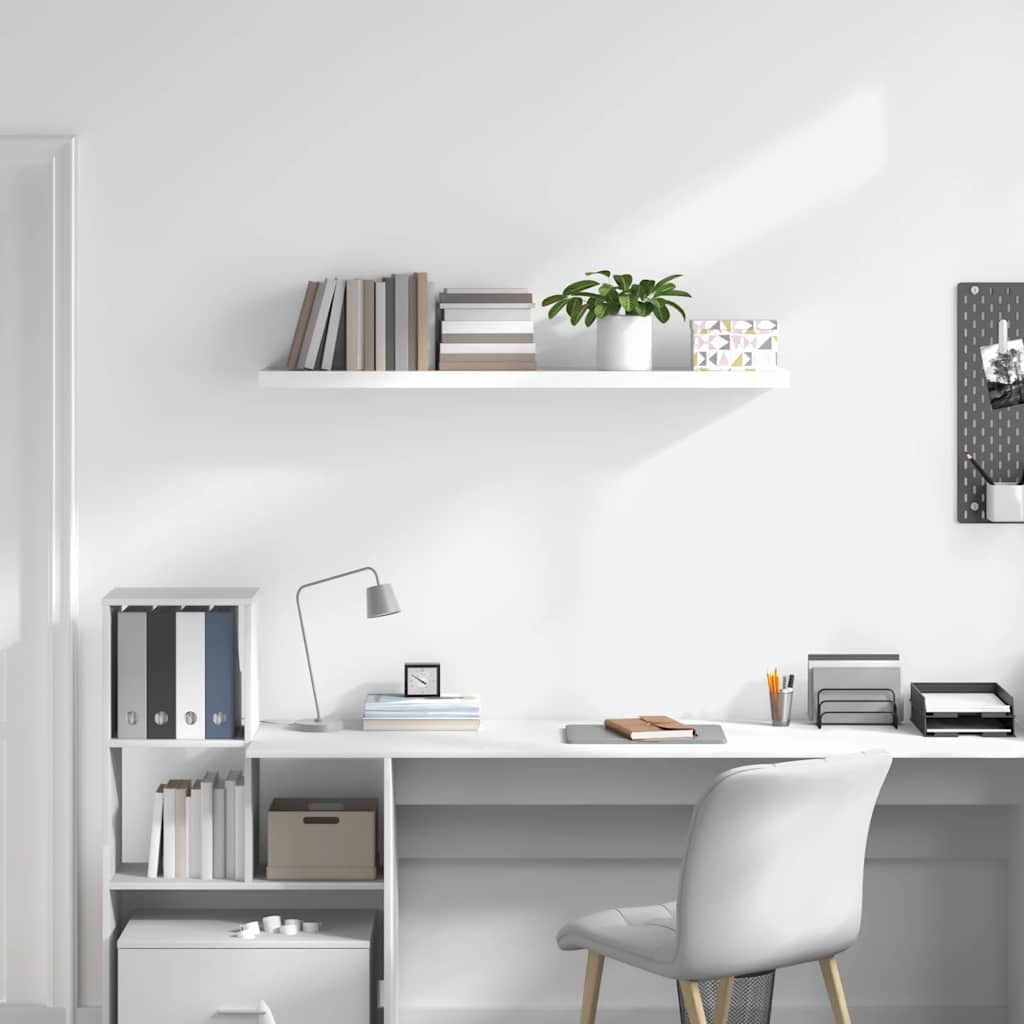 Estante flotante de pared blanco brillante MDF 120x23,5x3,8 cm