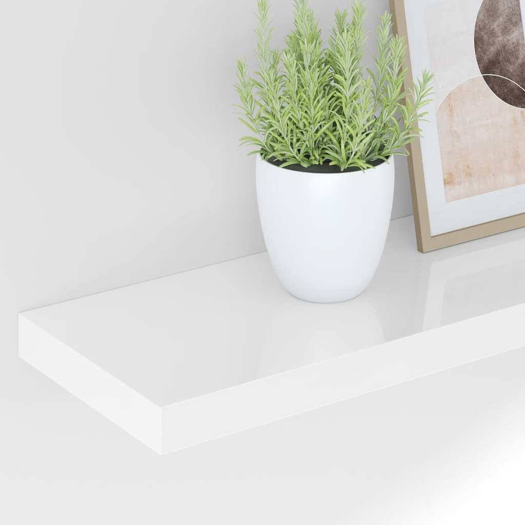 Estante flotante de pared blanco brillante MDF 120x23,5x3,8 cm