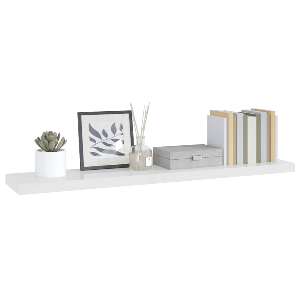 Estante flotante de pared blanco brillante MDF 120x23,5x3,8 cm