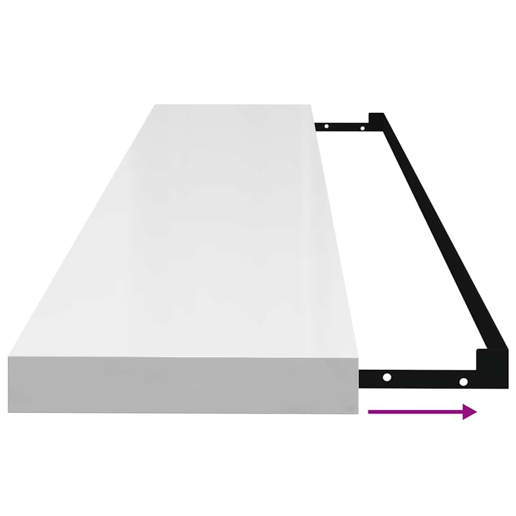 Estante flotante de pared blanco brillante MDF 120x23,5x3,8 cm