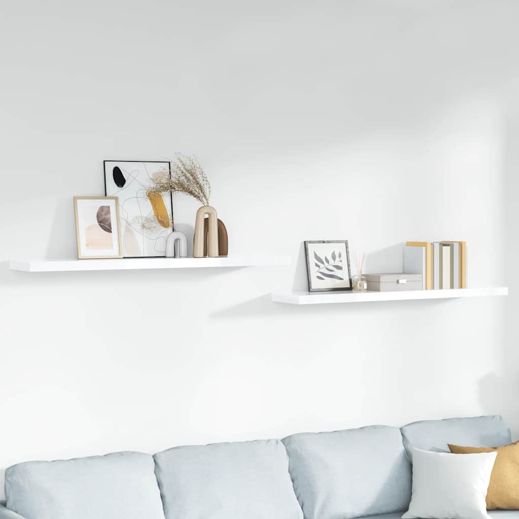 Estante flotante de pared 2 uds MDF blanco brillo 23x23,5x3,8cm