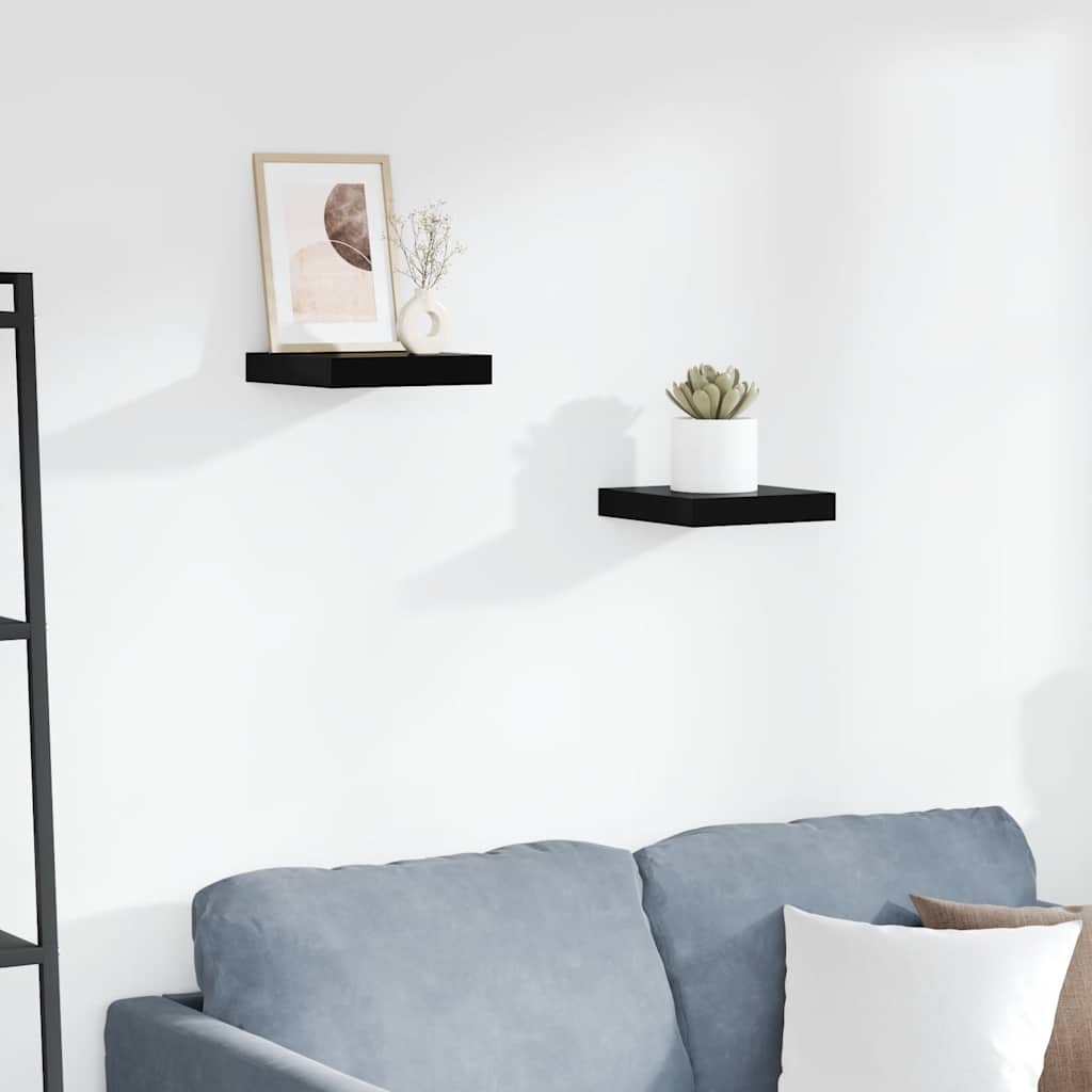 Estante flotante de pared 2 uds MDF blanco brillo 23x23,5x3,8cm