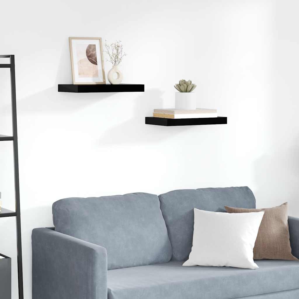 Estante flotante de pared 2 uds MDF blanco brillo 23x23,5x3,8cm