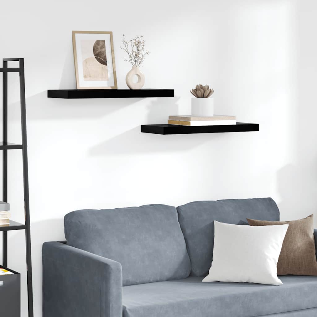 Estante flotante de pared 2 uds MDF blanco brillo 23x23,5x3,8cm