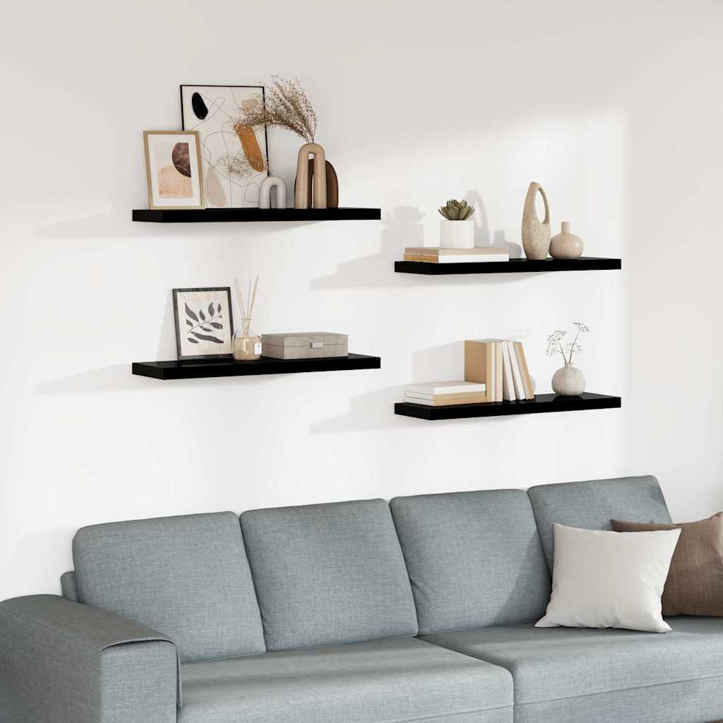 Estantes flotantes pared 4 MDF gris 120x23,5x3,8 cm