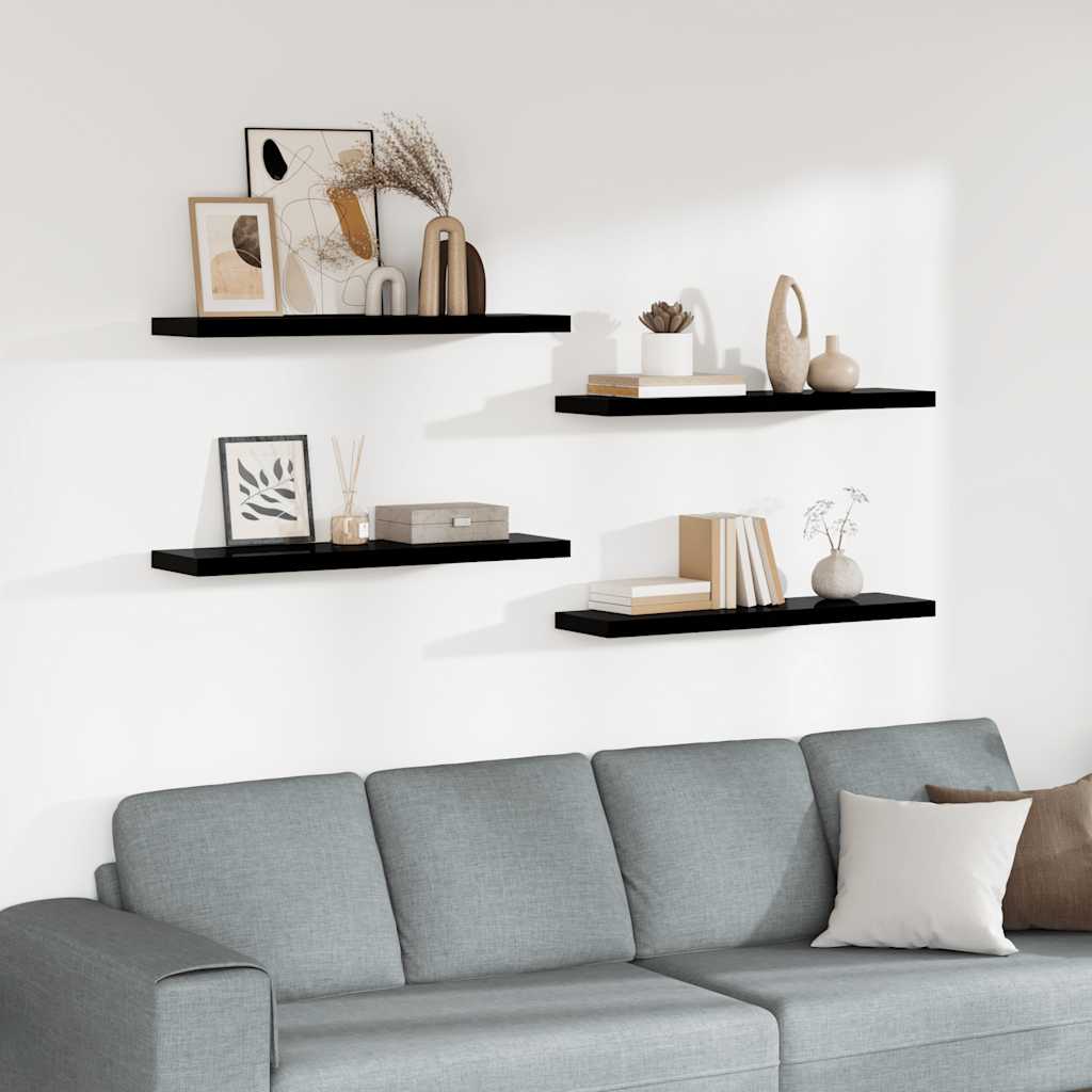Estantes flotantes pared 4 MDF gris 120x23,5x3,8 cm