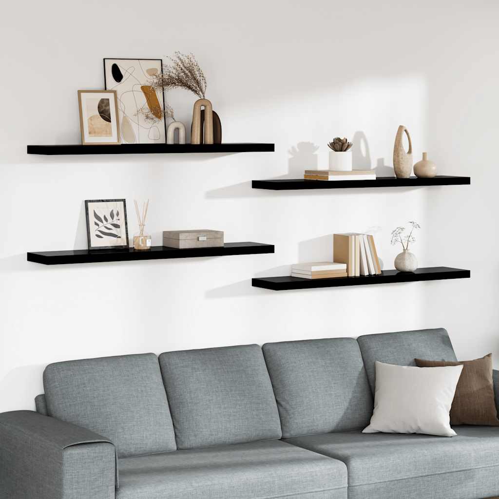 Estantes flotantes pared 4 MDF gris 120x23,5x3,8 cm
