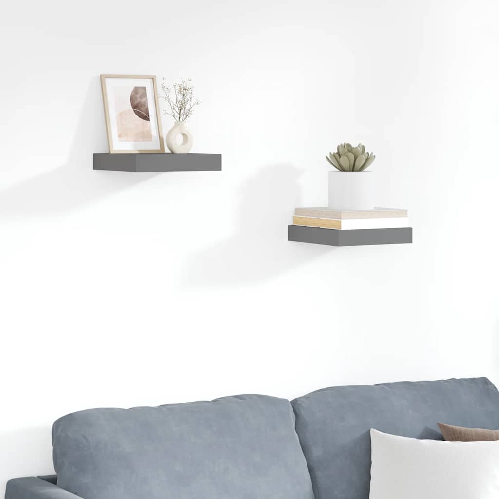 Estante flotante de pared 2 uds MDF blanco brillo 23x23,5x3,8cm