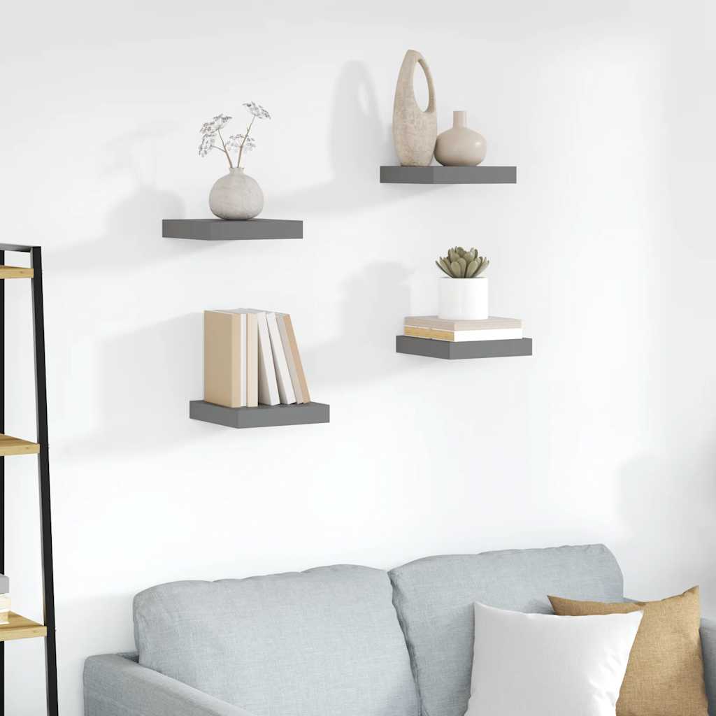 Estante flotante de pared 4 uds MDF blanco brillo 40x23x3,8 cm