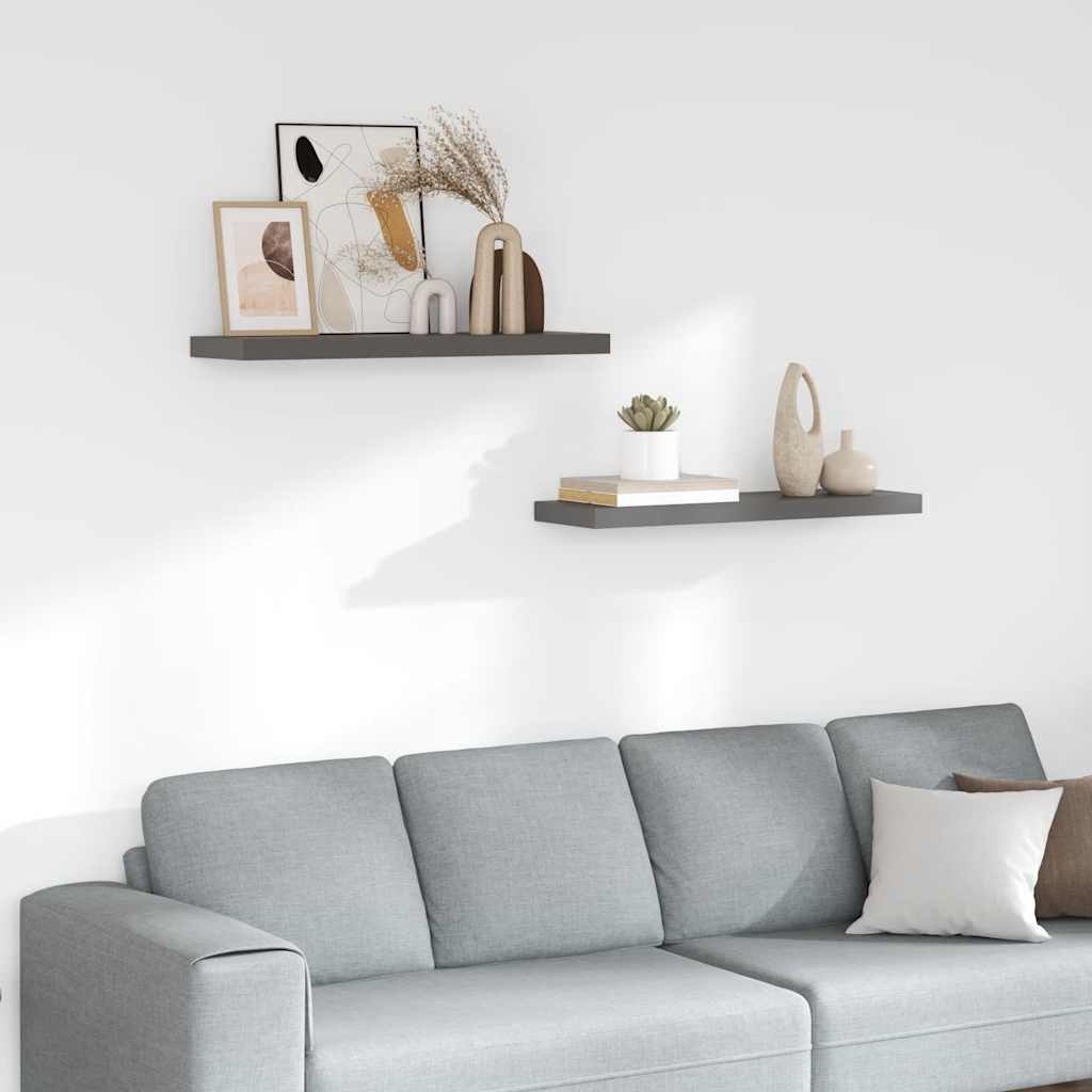 Estante flotante de pared 2 uds MDF blanco brillo 23x23,5x3,8cm