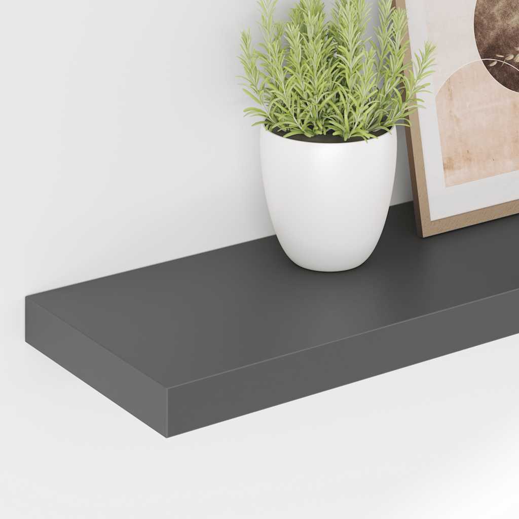 Estante flotante de pared 4 uds MDF gris brillo 80x23,5x3,8 cm