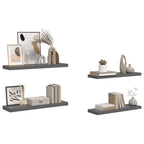 Estante flotante de pared 4 uds MDF gris brillo 80x23,5x3,8 cm