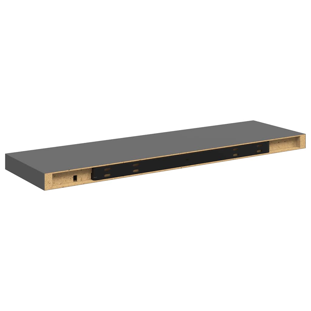 Estante flotante de pared 4 uds MDF gris brillo 80x23,5x3,8 cm