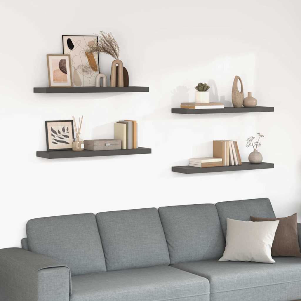 Estantes flotantes pared 4 MDF gris 120x23,5x3,8 cm