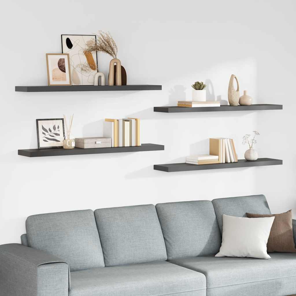 Estante flotante de pared 4 uds MDF blanco brillo 40x23x3,8 cm