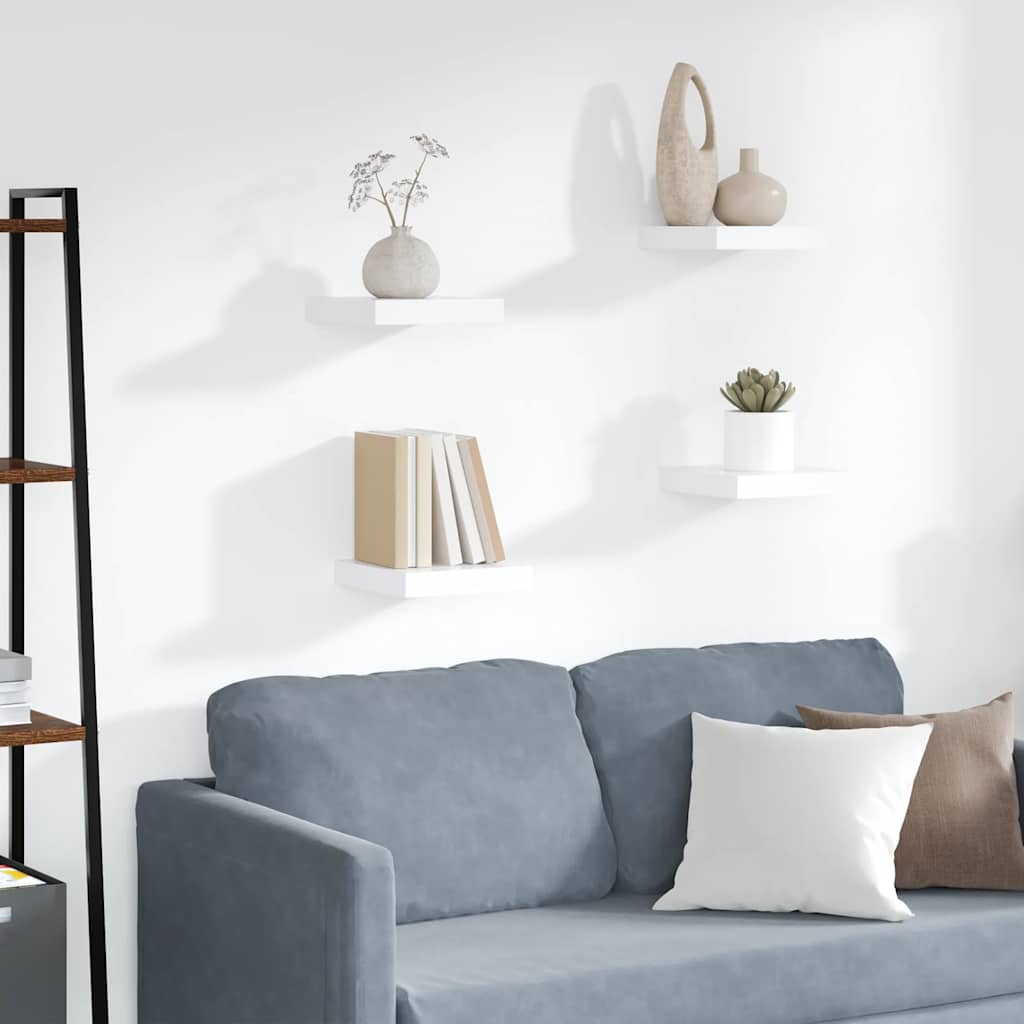 Estantes flotantes de pared 4 uds blanco MDF 50x23x3,8 cm