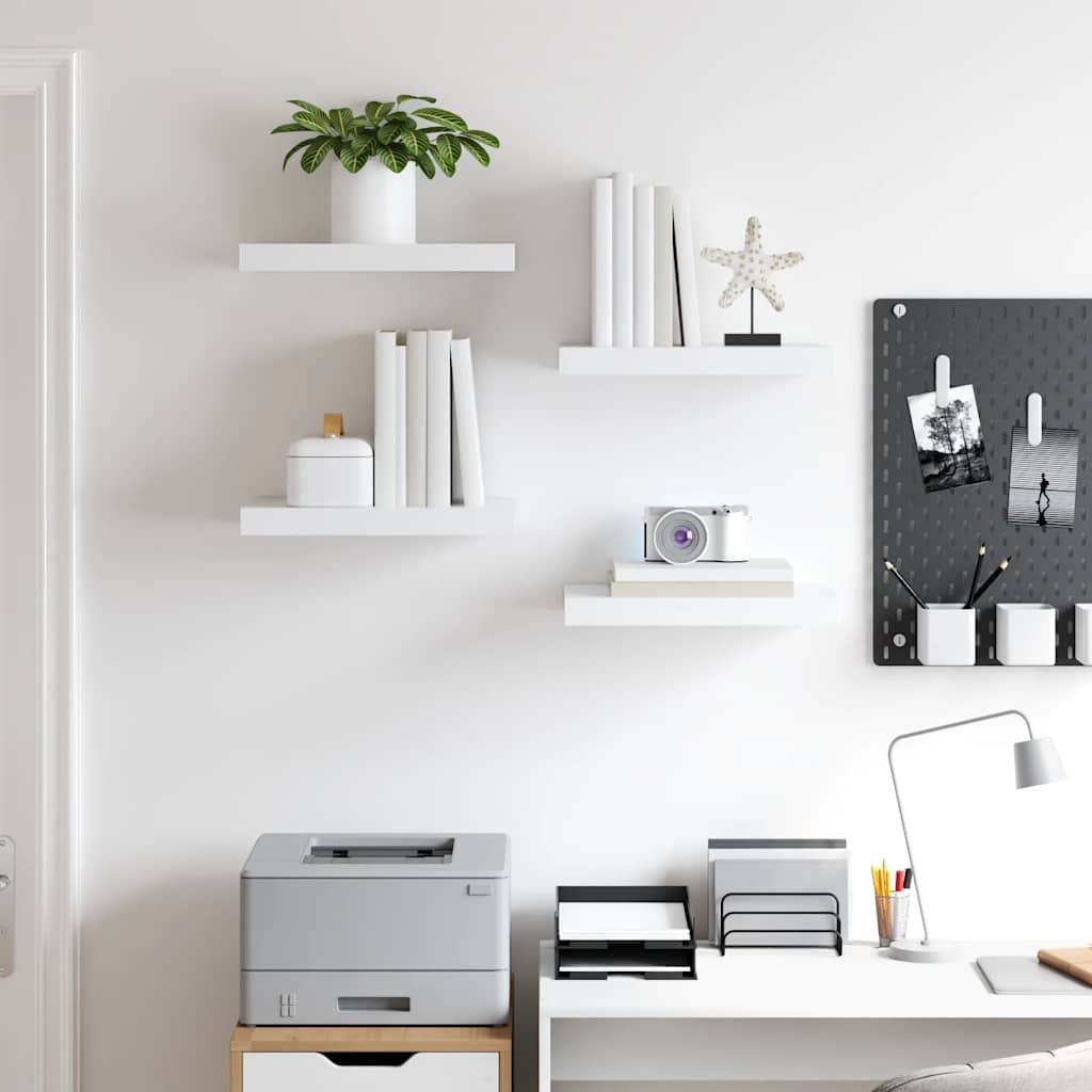 Estantes flotantes de pared 4 uds MDF blanco 40x23x3,8 cm