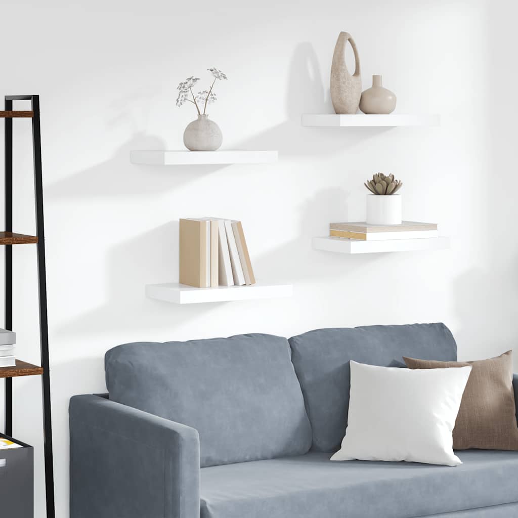 Estantes flotantes de pared 4 uds MDF blanco 40x23x3,8 cm