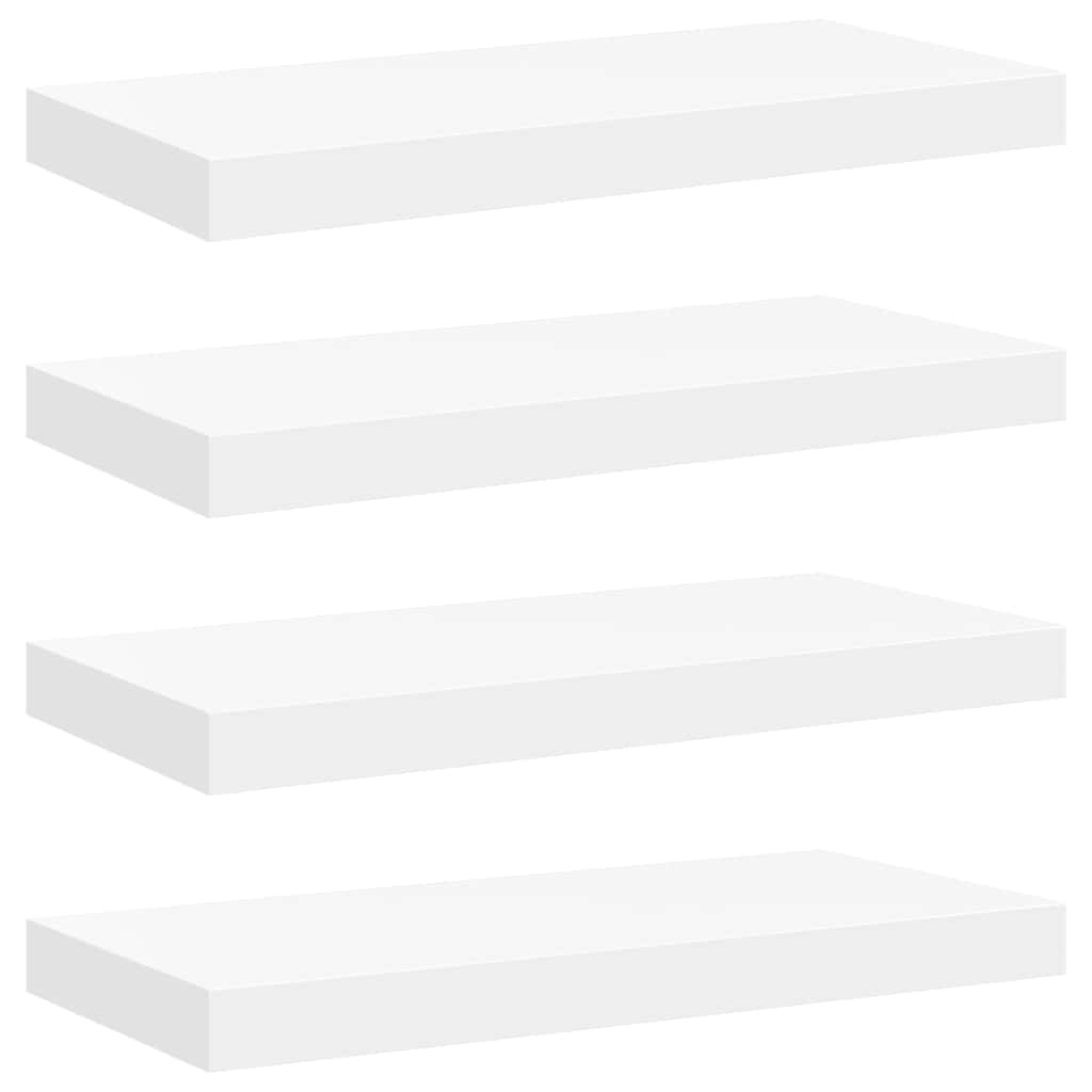 Estantes flotantes de pared 4 uds blanco MDF 50x23x3,8 cm