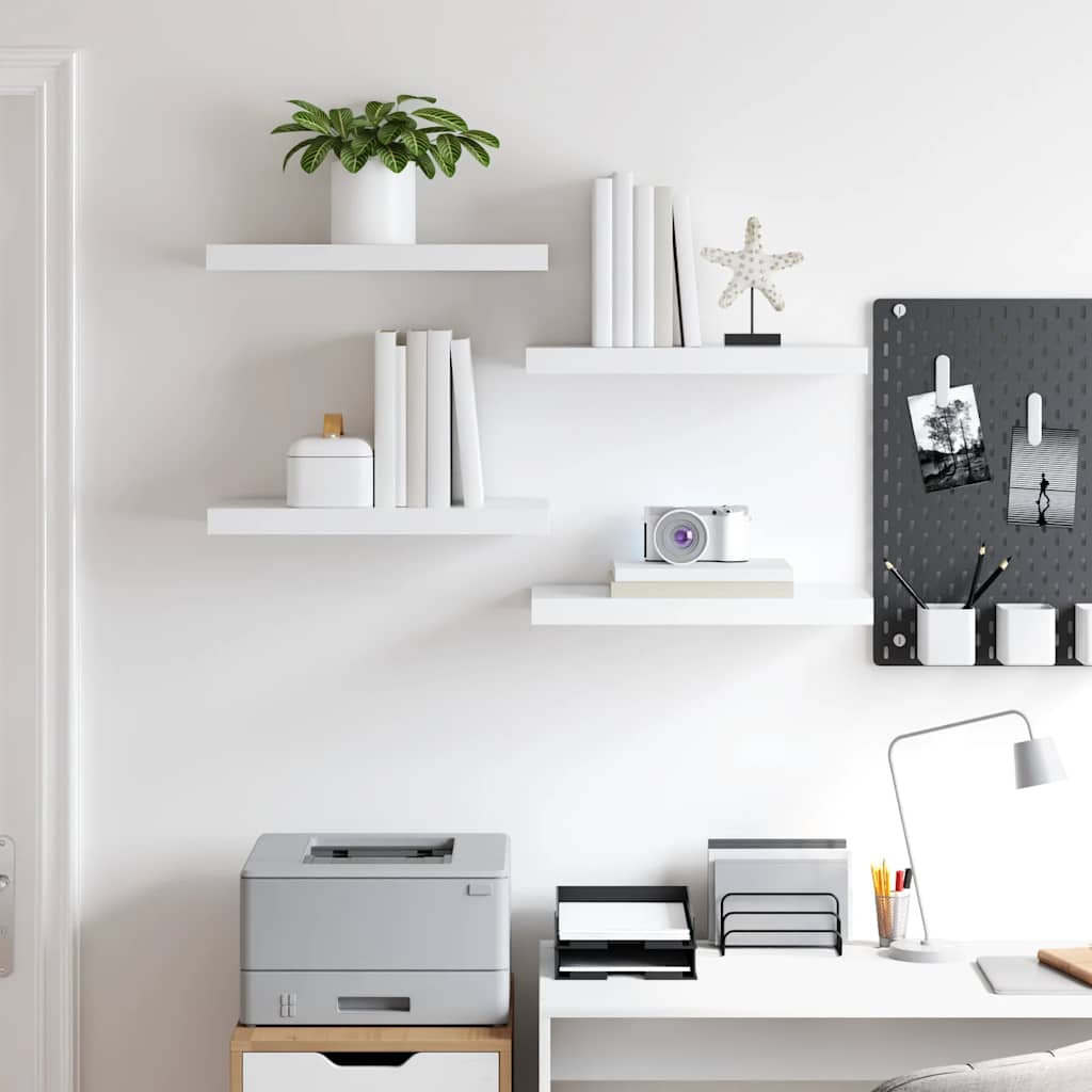 Estantes flotantes de pared 4 uds blanco MDF 50x23x3,8 cm