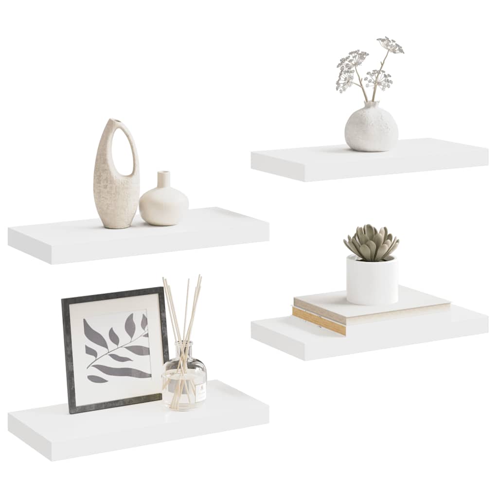 Estantes flotantes de pared 4 uds blanco MDF 50x23x3,8 cm