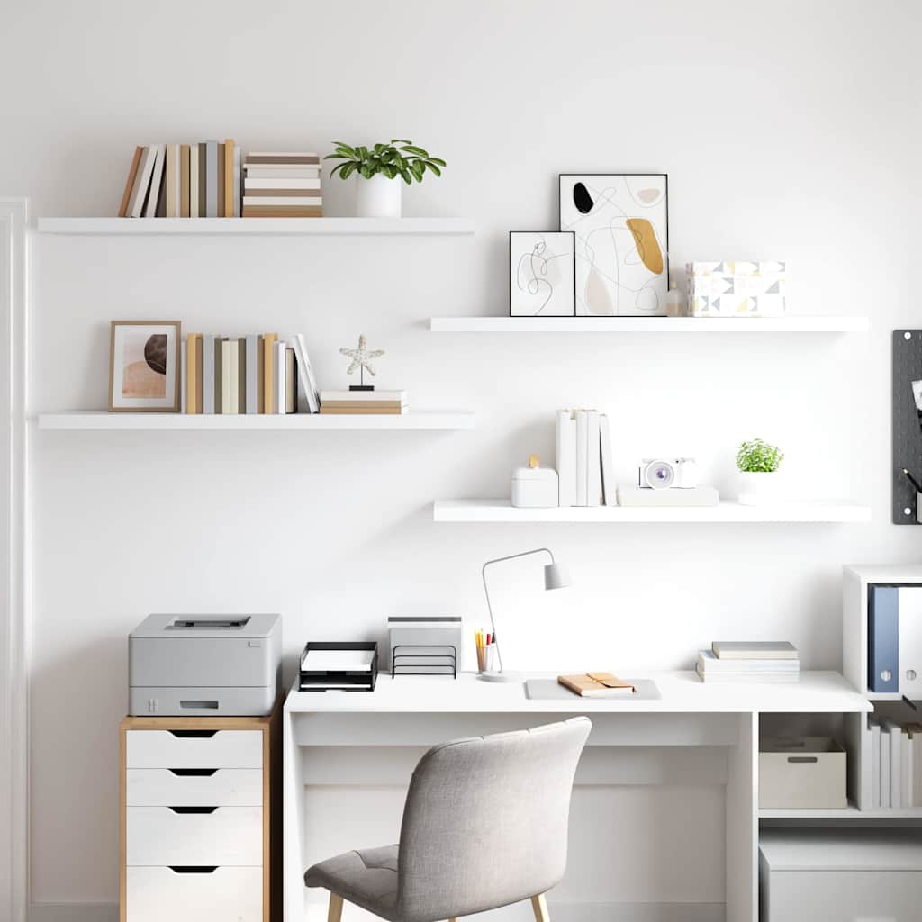 Estante flotante de pared 4 uds MDF blanco 120x23,5x3,8 cm