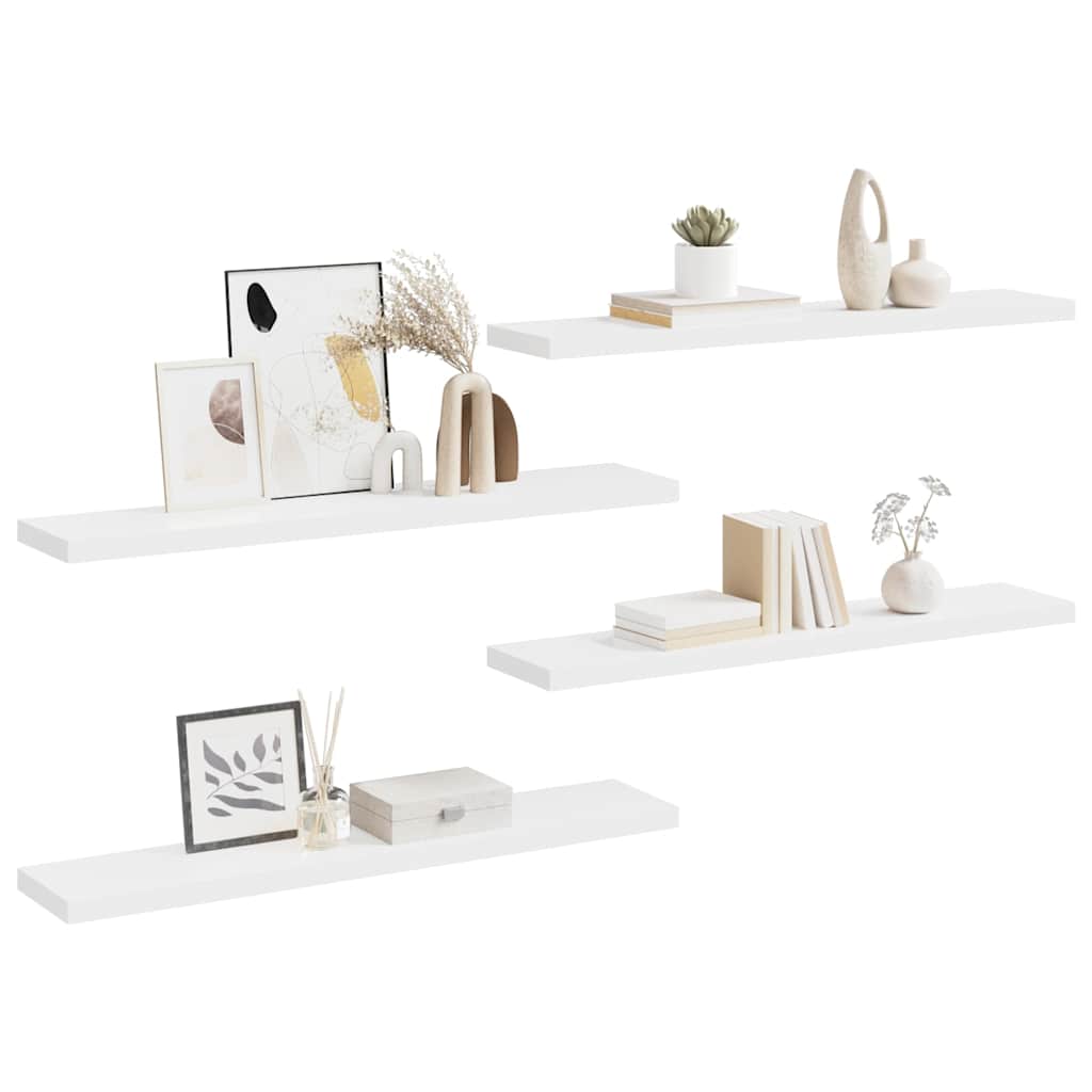 Estante flotante de pared 4 uds MDF blanco 120x23,5x3,8 cm