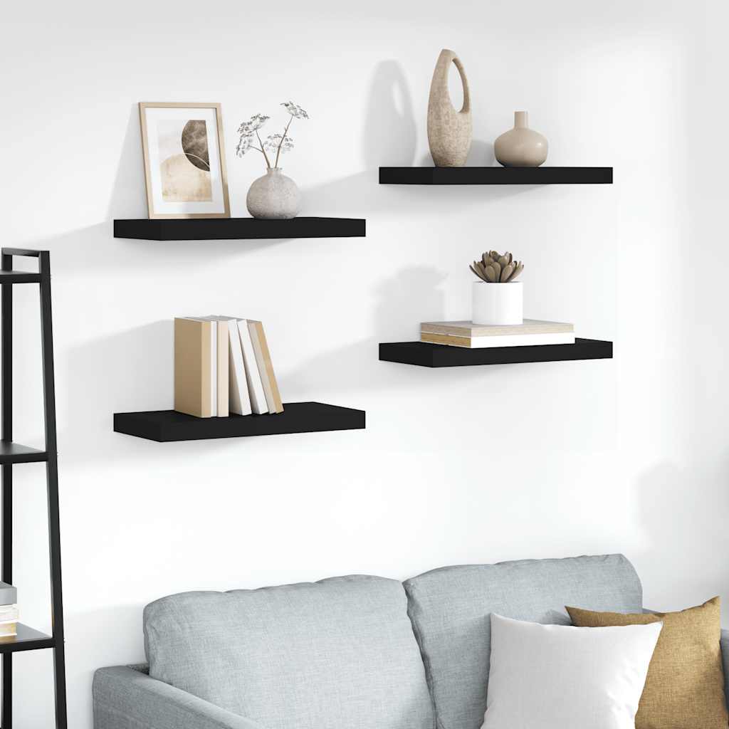 Estantes flotantes de pared 4 uds MDF gris 50x23x3,8 cm