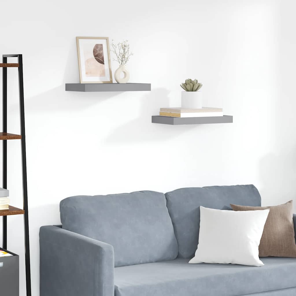 Estante flotante de pared 2 uds MDF blanco brillo 23x23,5x3,8cm