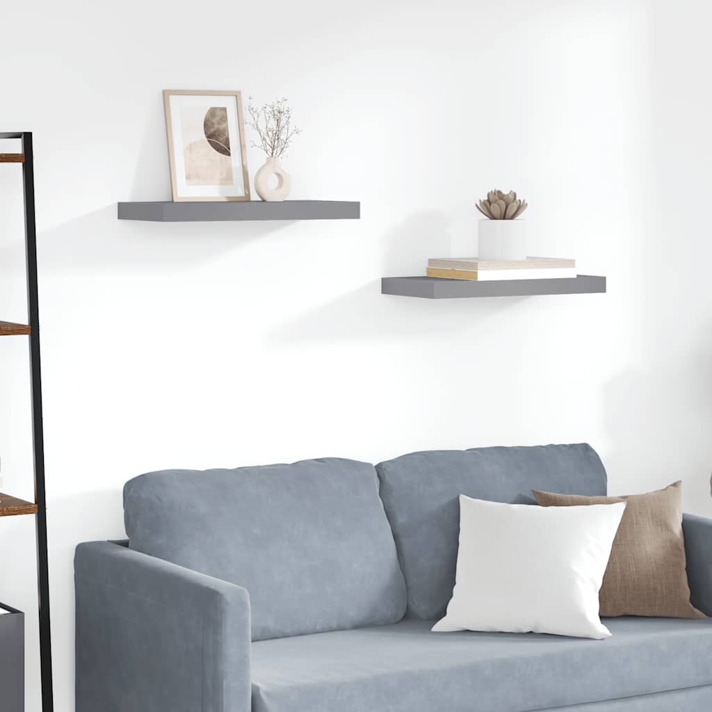 Estante flotante de pared 2 uds MDF blanco brillo 23x23,5x3,8cm