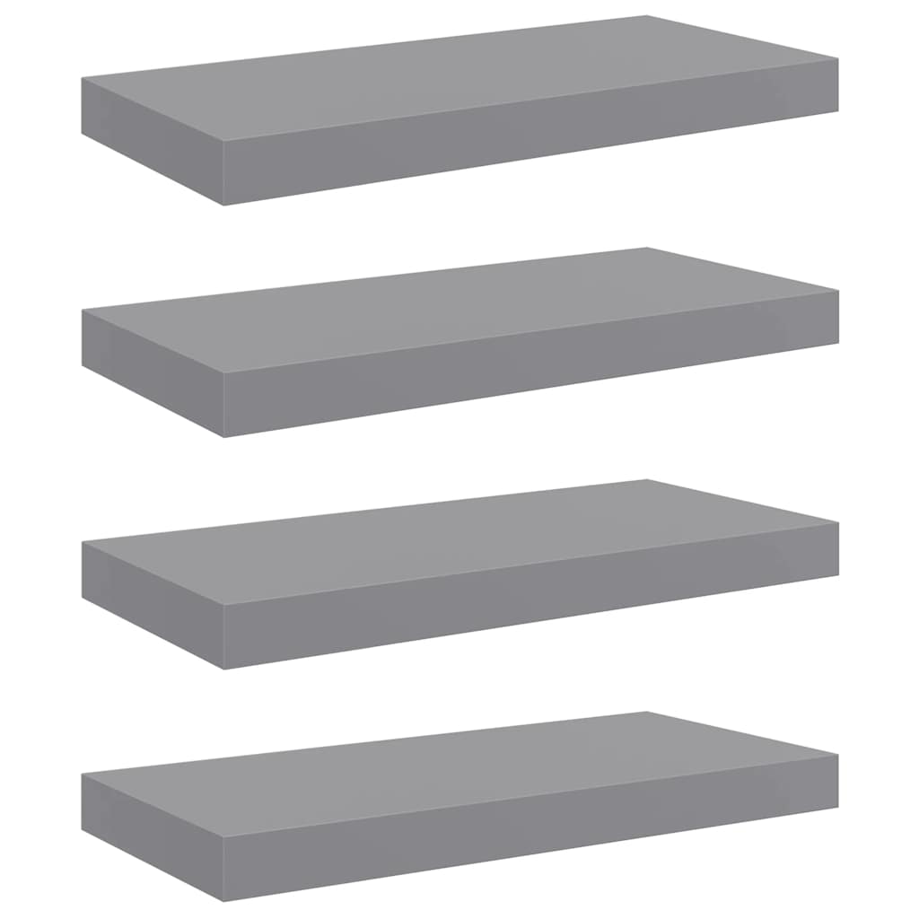 Estantes flotantes de pared 4 uds MDF gris 50x23x3,8 cm