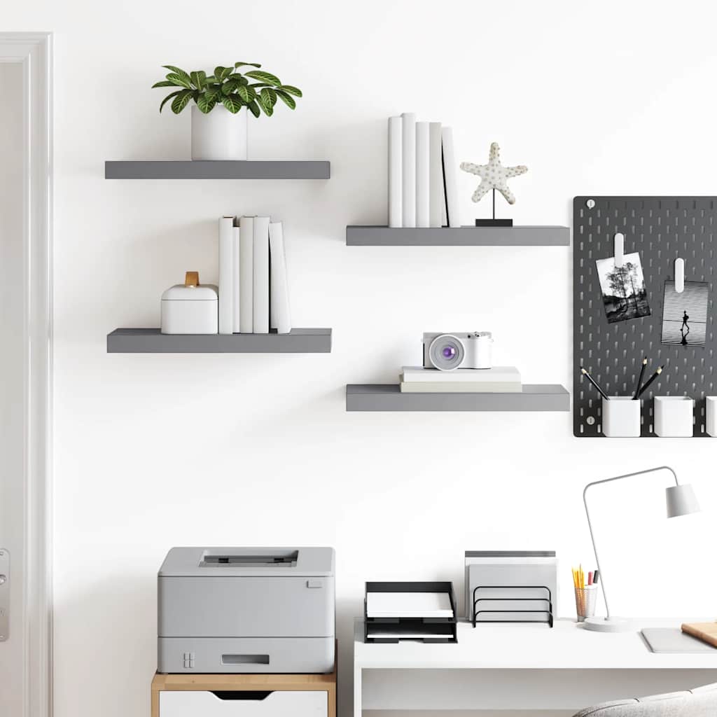 Estantes flotantes de pared 4 uds MDF gris 50x23x3,8 cm