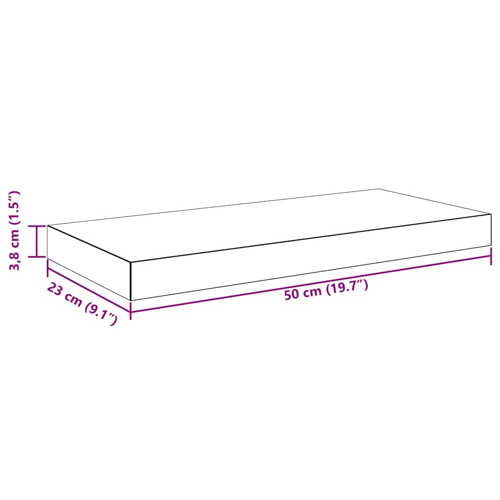 Estantes flotantes de pared 4 uds MDF gris 50x23x3,8 cm