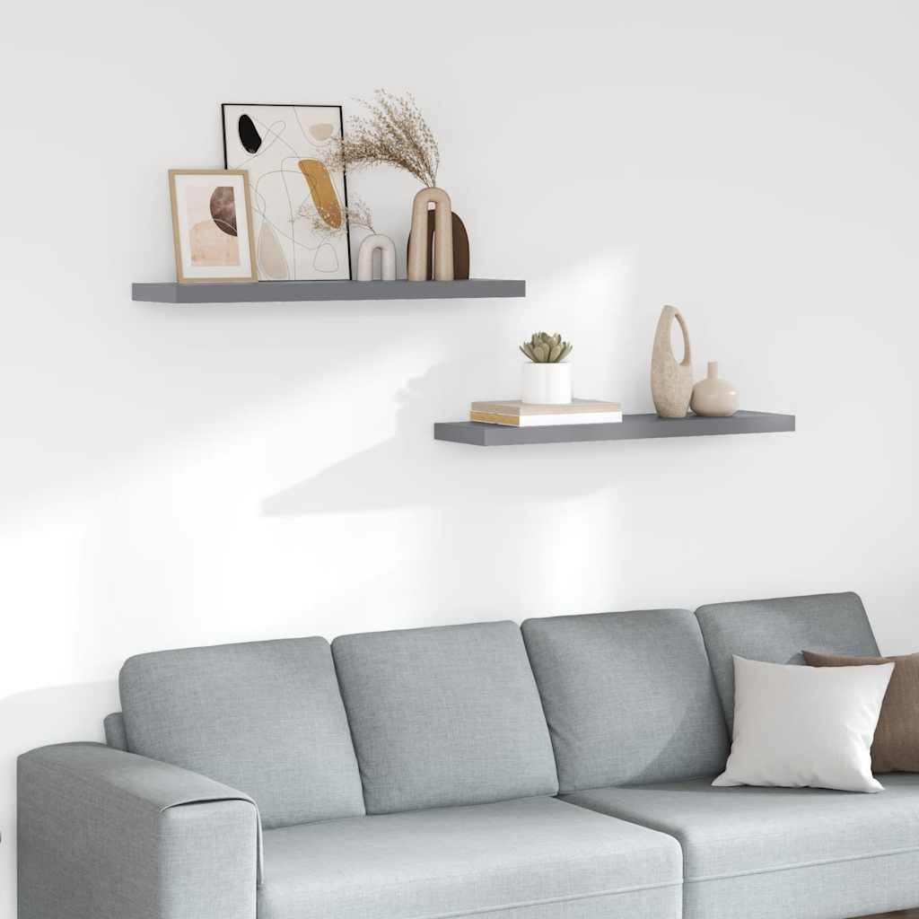Estante flotante de pared 2 uds MDF blanco brillo 23x23,5x3,8cm