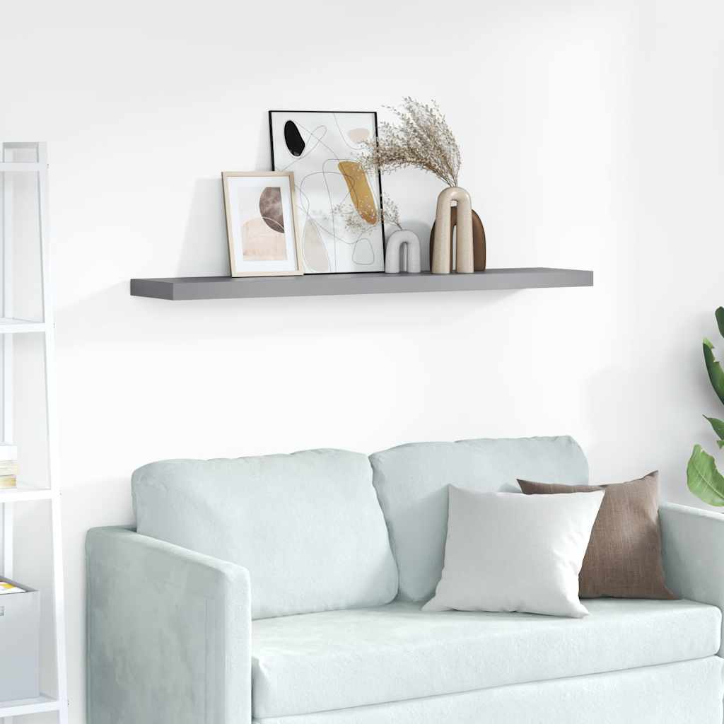 Estante flotante de pared blanco brillante MDF 120x23,5x3,8 cm