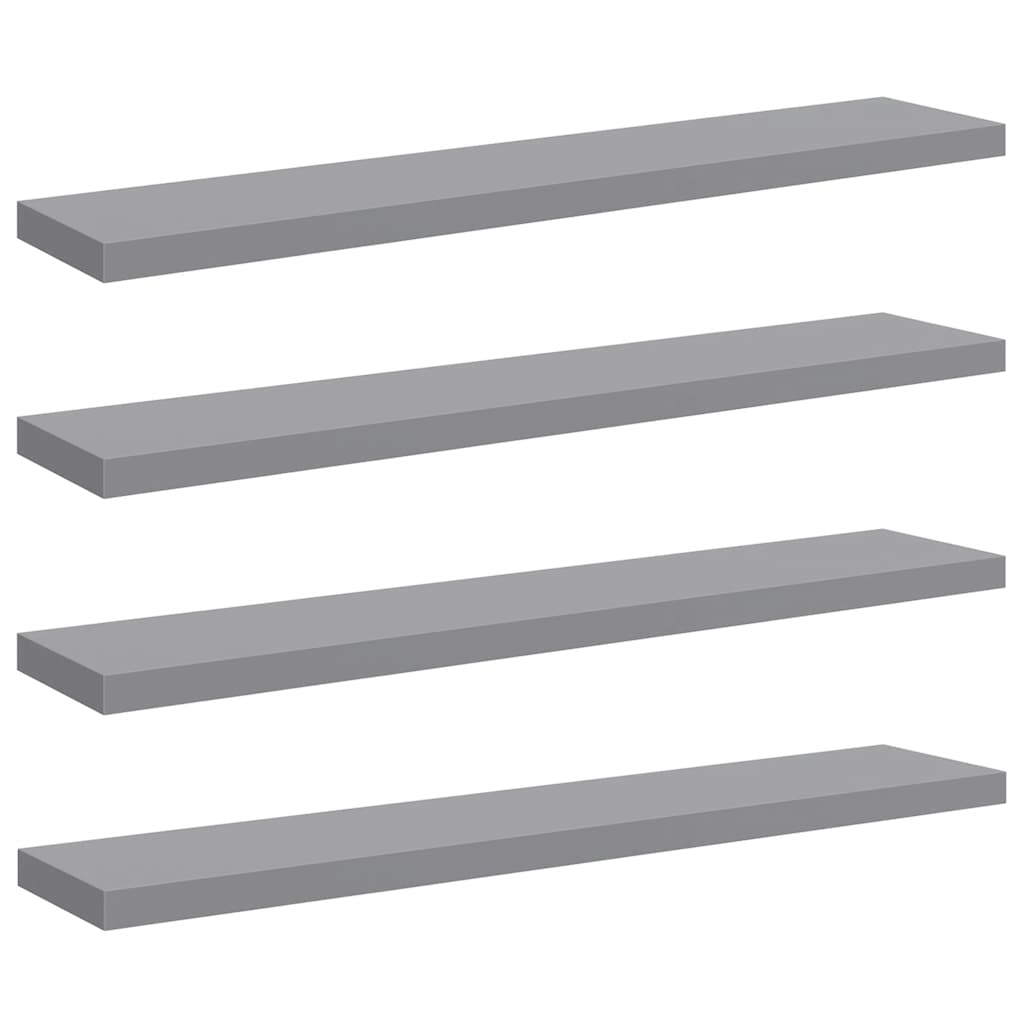 Estantes flotantes pared 4 MDF gris 120x23,5x3,8 cm